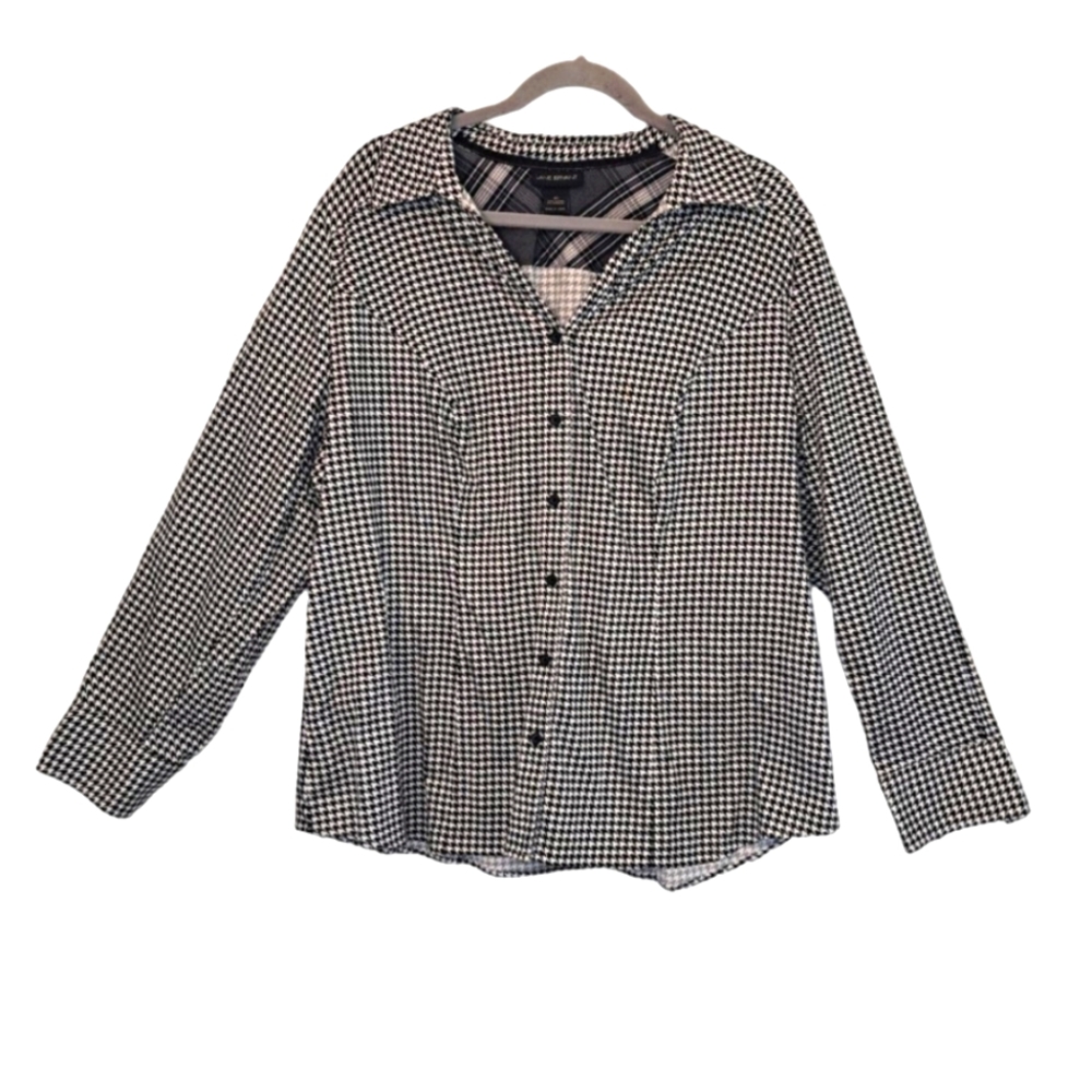 Lane Bryant Black and White Houndstooth Button-Up Blouse Plus Size 20